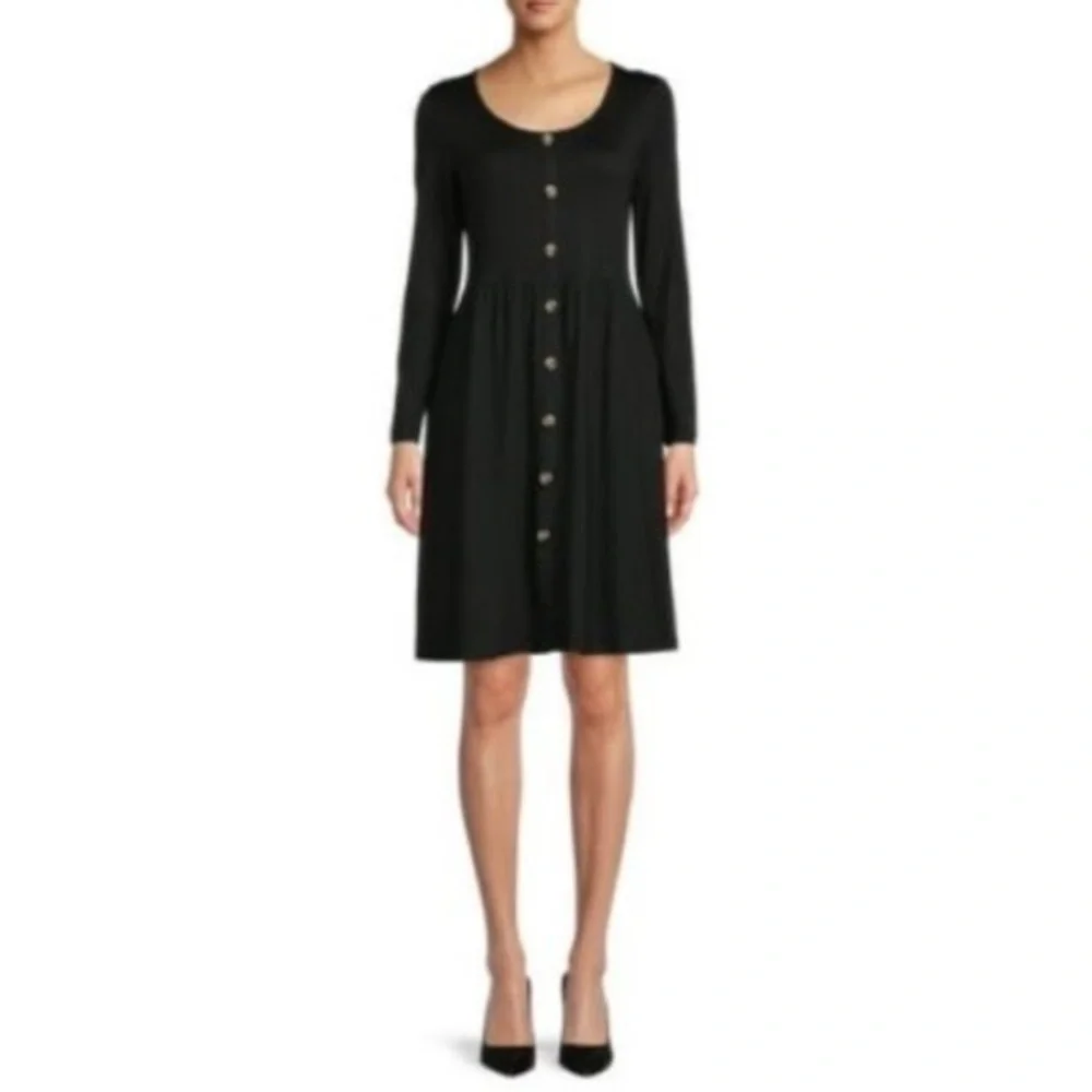 Source Unknown casual Black Buttoned Dress
